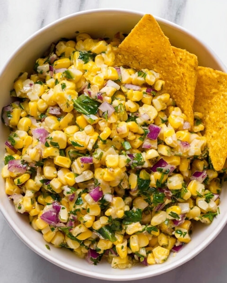 A white bowl filled with five main layers arranged side by side: bright yellow corn cut into small sections, finely chopped dark green cilantro, small white granules of salt, a pile of light brown ground spices, diced green bell peppers, and chopped purple and white onions. A wooden spoon rests diagonally across the bowl, contrasting with the colors of the ingredients. The bowl is placed on a white marbled surface with a soft light highlighting the fresh textures and colors of the ingredients. photo taken with an iphone --ar 4:5 --v 7