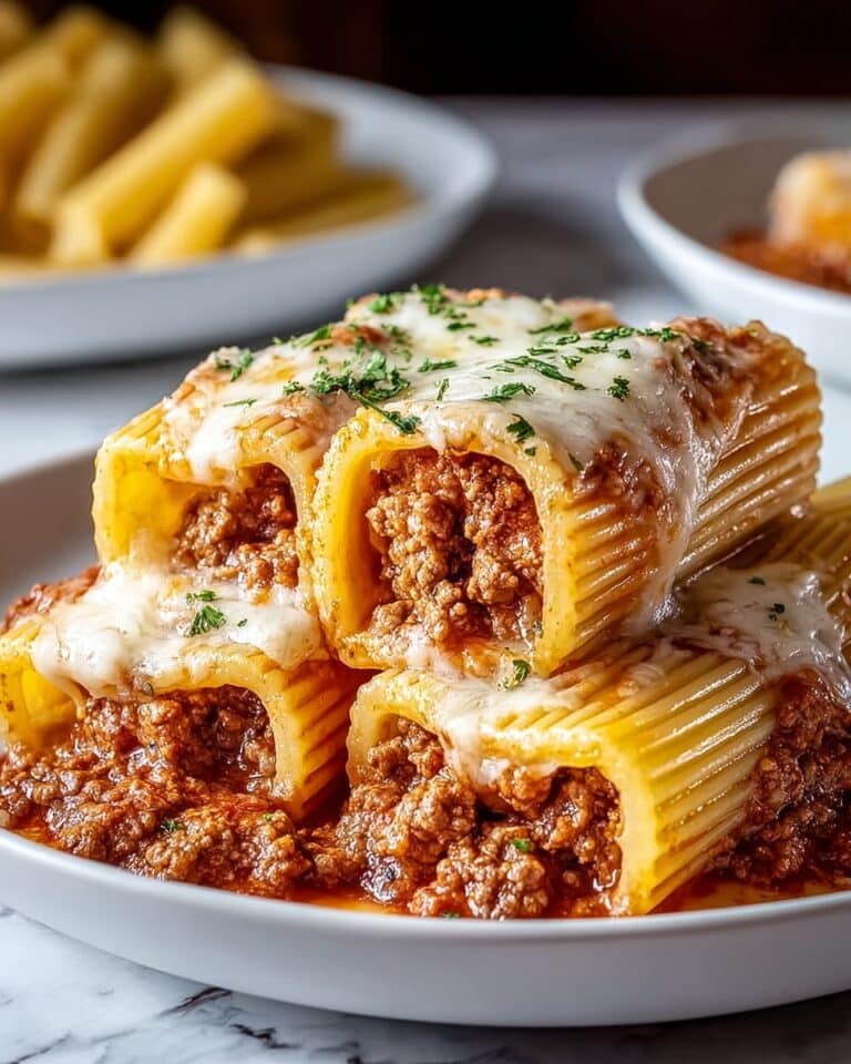 Baked Rigatoni Stuffed with Beef Ragu and Mozzarella Recipe