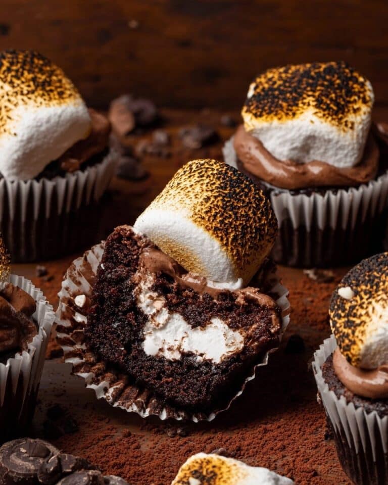 Toasted Hot Cocoa Cupcakes with Marshmallow Filling Recipe