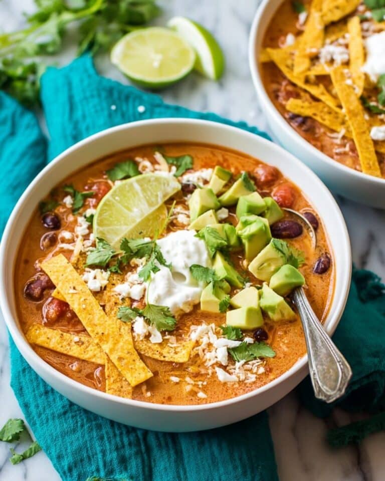 Creamy Chicken Tortilla Soup with Crispy Tortilla Strips Recipe