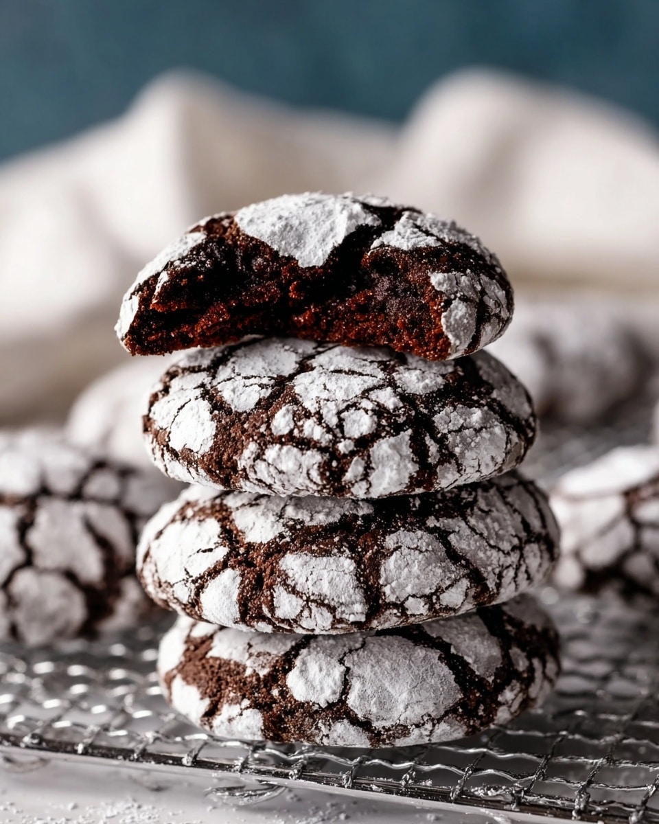 The image shows several dark brown chocolate crinkle cookies with a thick layer of white powdered sugar cracked on top, creating a rough, mosaic-like texture. The cookies are spread across a white marbled surface scattered with small pieces of crushed red and white peppermint candy. On the bottom right side, there are two whole red and white striped candy canes lying crossed. The overall look is festive and textured, with a mix of rough cookie surfaces and smooth candy shapes. Photo taken with an iphone --ar 4:5 --v 7
